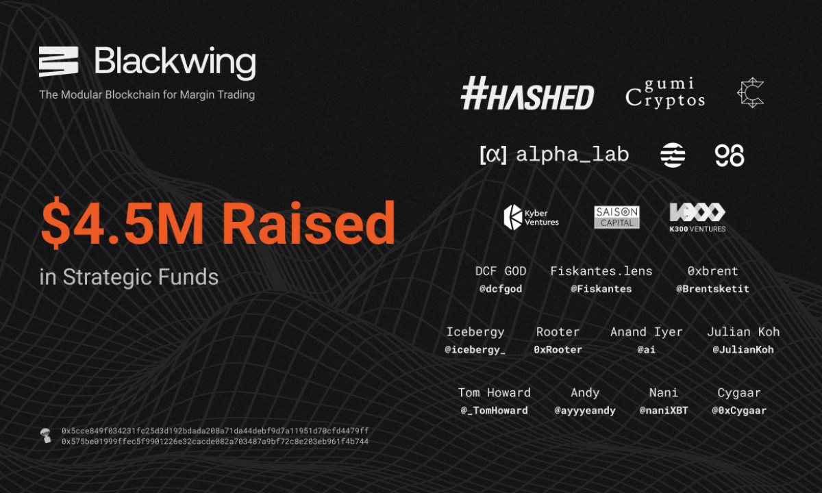 New Modular Blockchain Blackwing Raises $4.5 Million to Build  Liquidation-Free Trading - 
