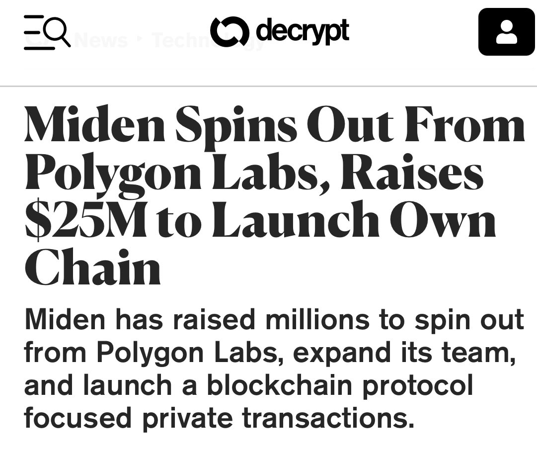 Miden Raises $25M for Privacy-Focused ZK-Rollup L2 Blockchain, Spun Out  From Polygon Labs - 