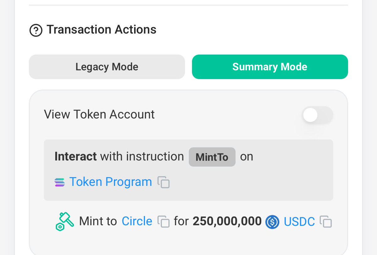 Circle Mints $250 Million USDC Stablecoin on Solana Blockchain via USDC  Treasury on May 12, 2025 - 