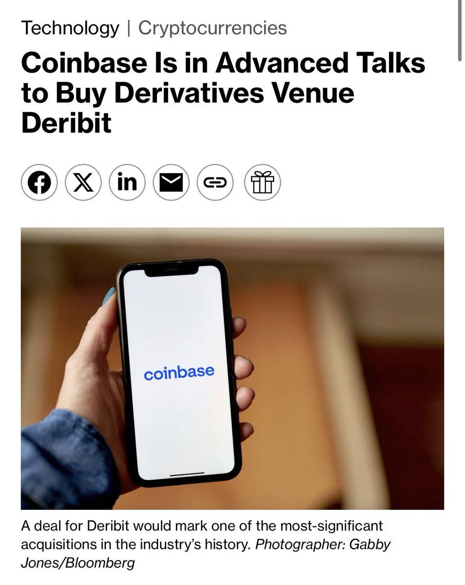 Coinbase in Advanced Talks to Acquire Deribit for $4-$5 Billion, Dominating  80% of Options Market - 