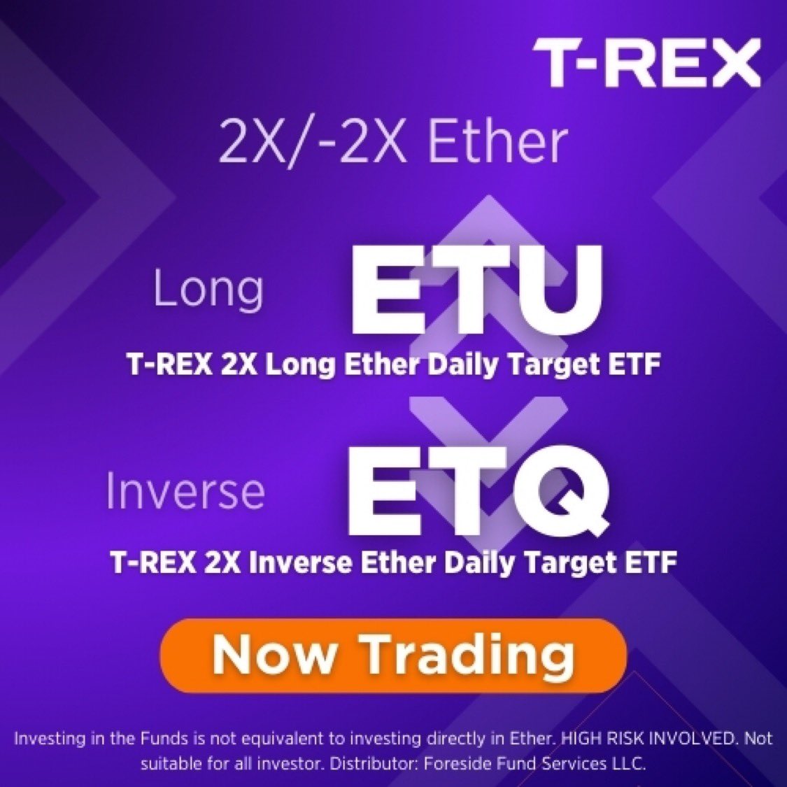 REX Shares and Tuttle Capital Management Launch 2x Leveraged Long Ethereum  ETF $ETU and Short ETF $ETQ on October 24, 2024 - 