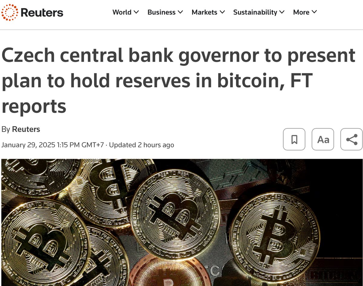 Czech Central Bank Governor Aleš Michl Proposes €7 Billion Bitcoin  Investment to Diversify Reserves - 
