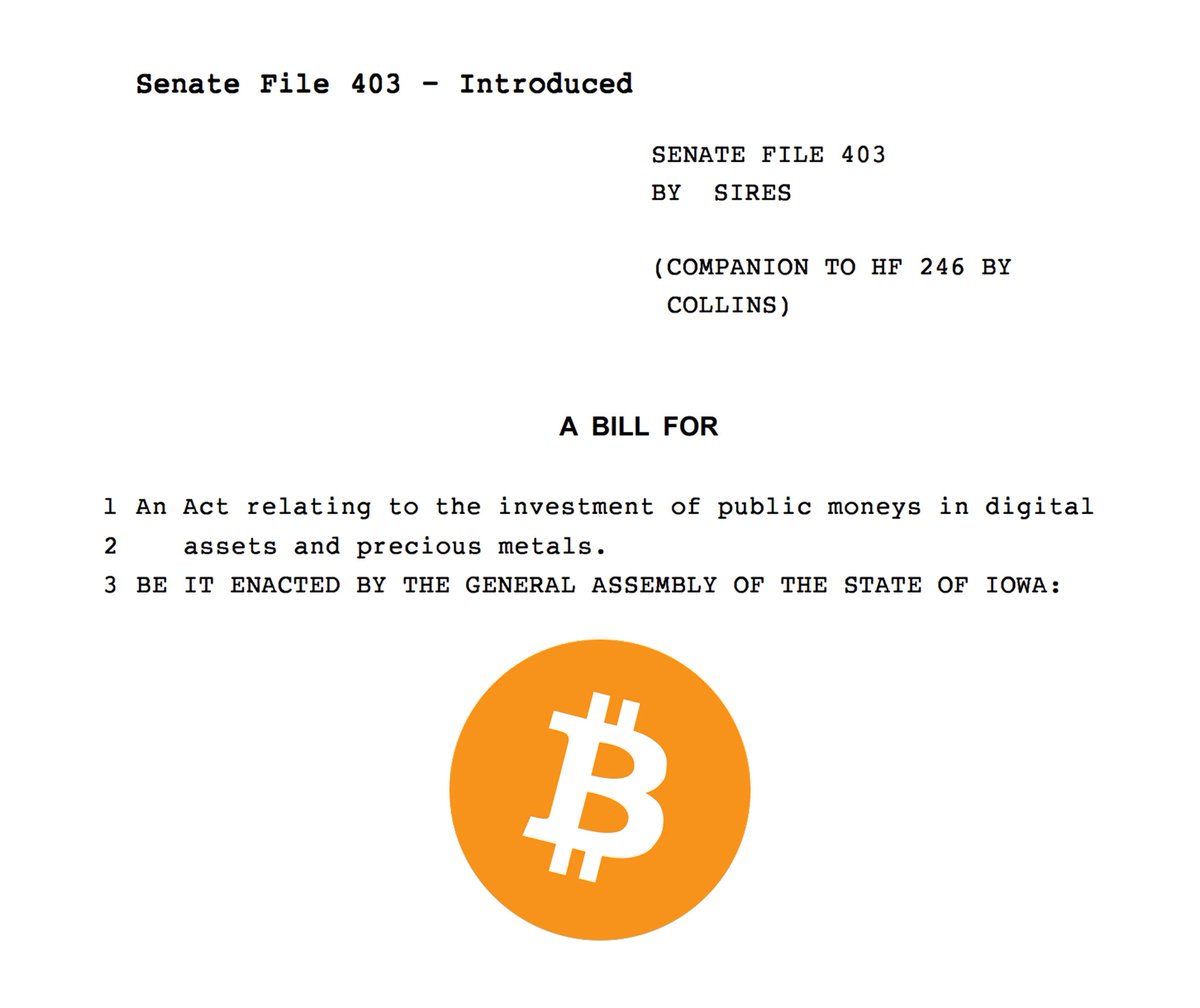 Iowa Introduces Bill Allowing State Treasurer to Invest in Bitcoin and  Crypto, Accessing $45 Billion Fund - 