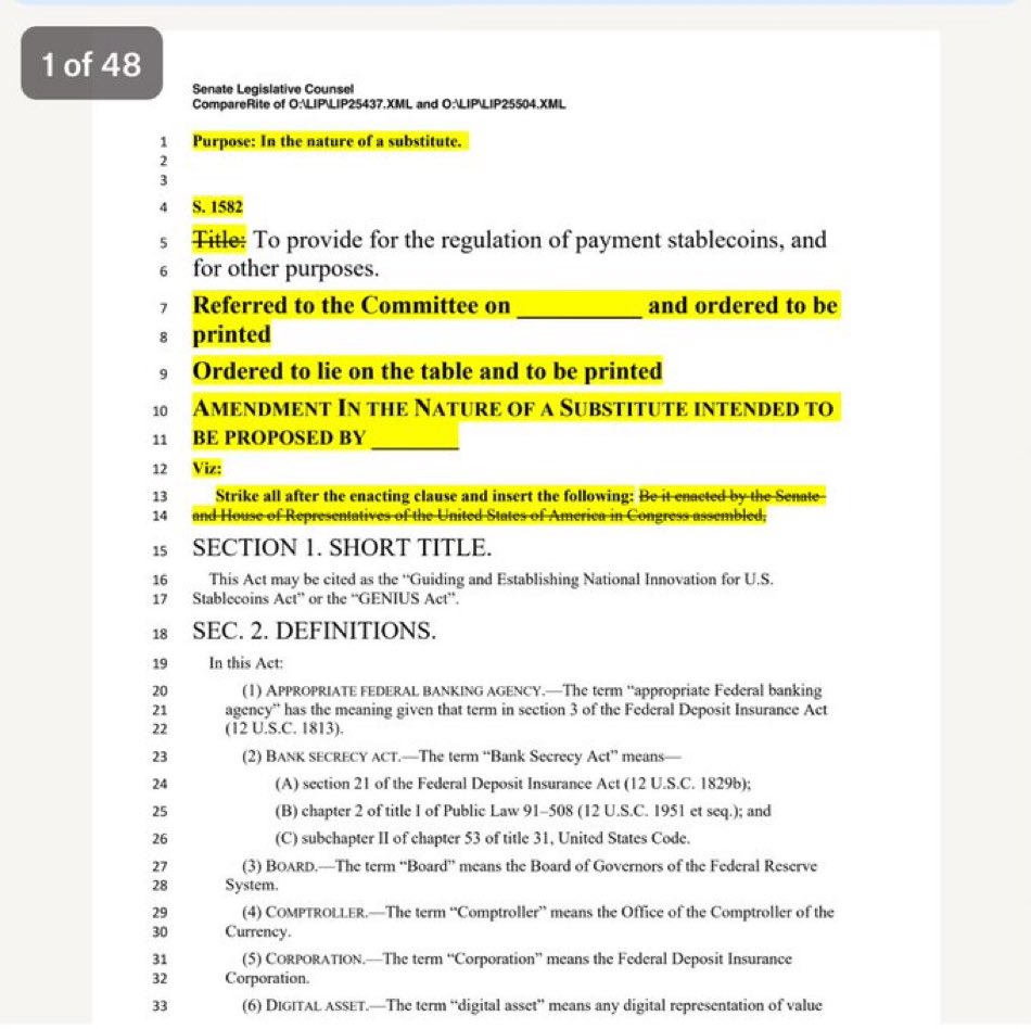 U.S. Senate to Vote Monday Night on GENIUS Act for Stablecoin Regulation,  Supported by Mark Warner and Coinbase CEO Brian Armstrong - 