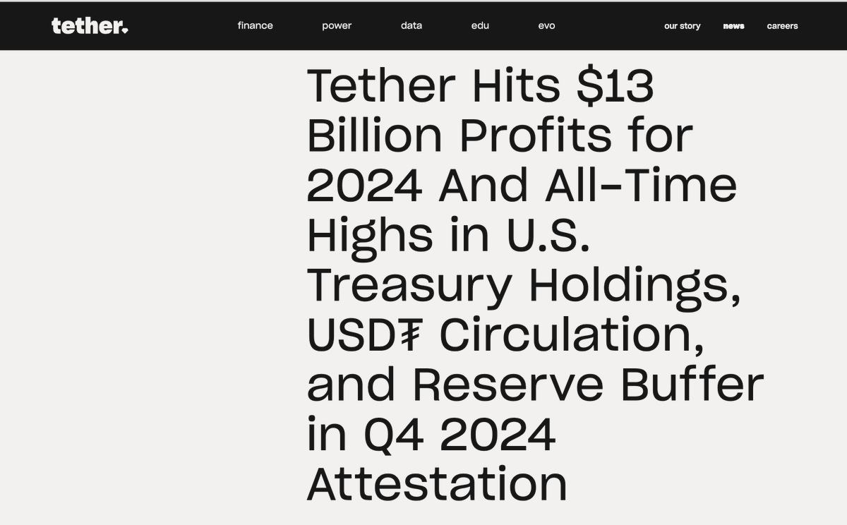 Tether Reports $13 Billion Profit for 2024, Boosts U.S. Treasury Holdings  to $113 Billion and Expands to El Salvador - 