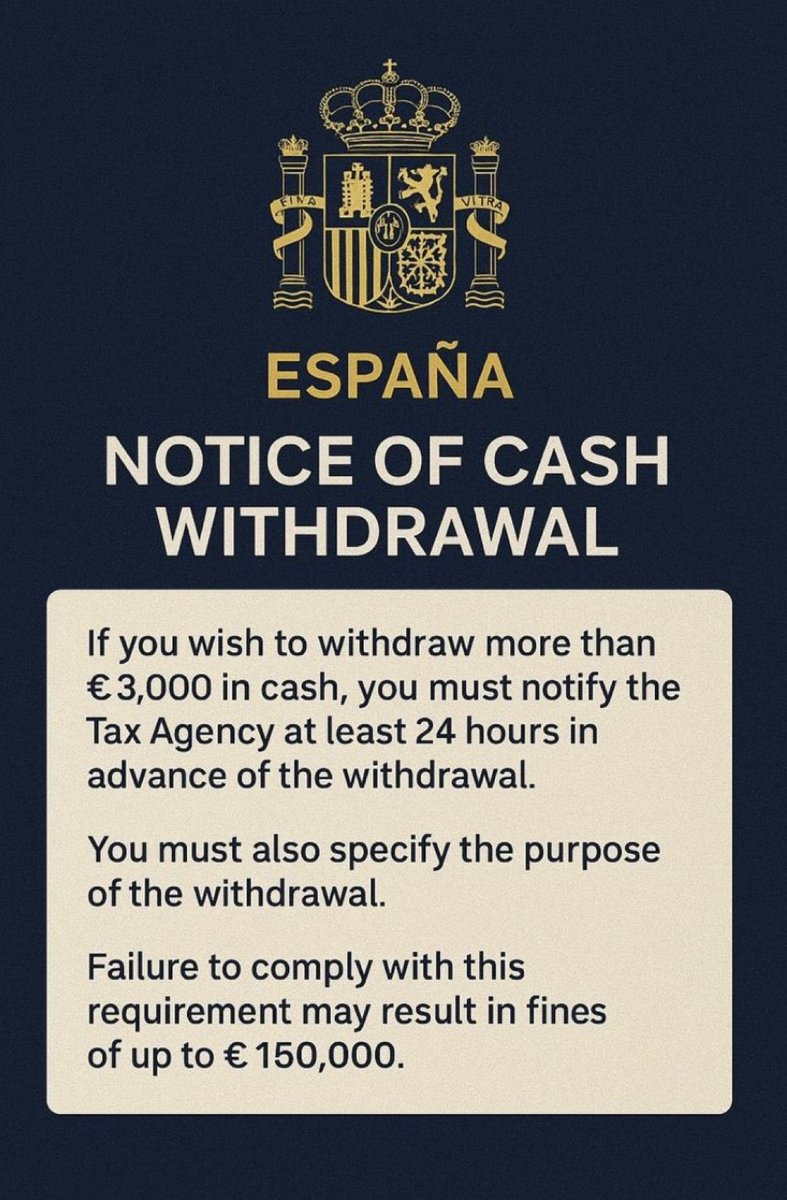 Spain Imposes €150,000 Fine for Cash Withdrawals Over €3,000 With 24-Hour  Notice and Reason, Citing AML; Bitcoin Appeal Grows - 